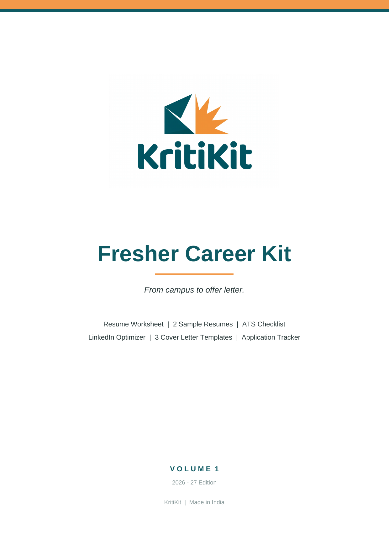 KritiKit Fresher Career Kit cover